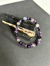 Image 2 of For Protection: Amethyst, Black Tourmaline, & Fluorite Bracelet
