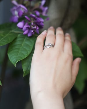 Image of Platinum 4.2mm Rose-cut diamond laurel leaf ring (LON249)