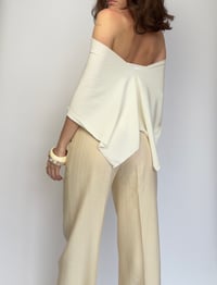 Image 3 of Poncho | Rib Knit White