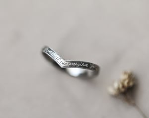 Image of Platinum 2mm, Latin engraved, Wishbone ring