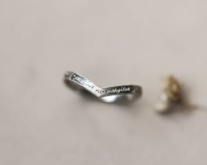 Image of Platinum 2mm, Latin engraved, Wishbone ring