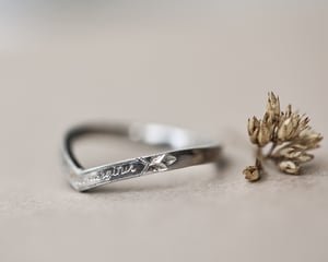 Image of Platinum 2mm, Latin engraved, Wishbone ring