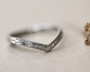 Image of Platinum 2mm, Latin engraved, Wishbone ring