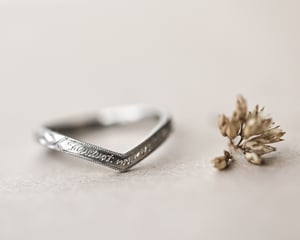 Image of Platinum 2mm, Latin engraved, Wishbone ring