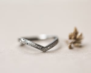 Image of Platinum 2mm, Latin engraved, Wishbone ring