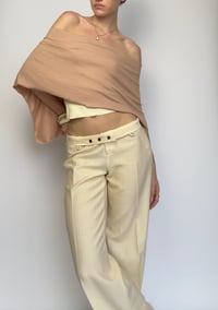 Image 2 of Poncho | Rib Knit Beige