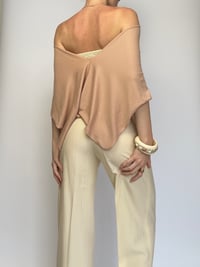 Image 3 of Poncho | Rib Knit Beige