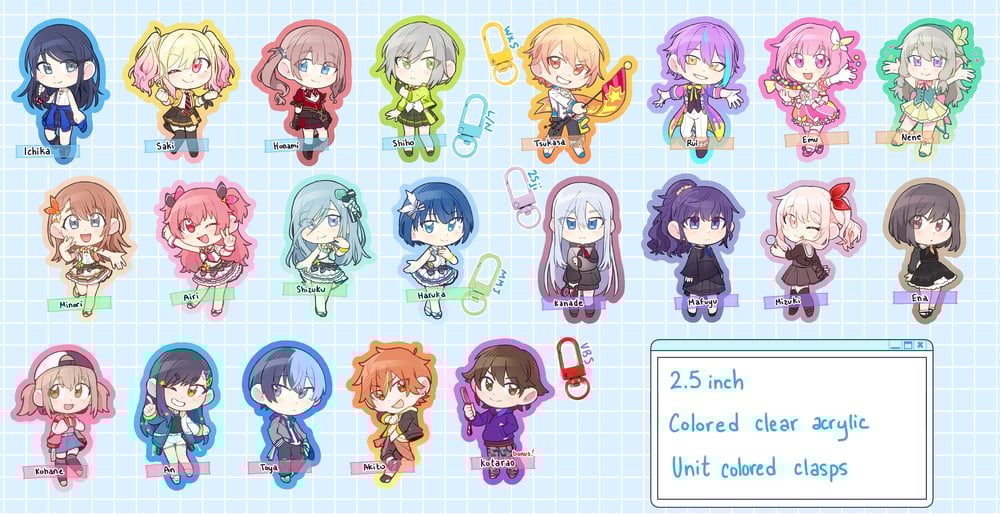 Image of Project Sekai Acrylic Charms by Robin (PRE-ORDER)