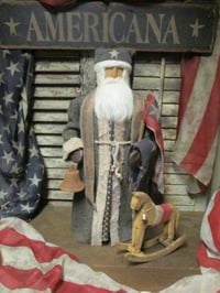 Image 1 of #3... Olde Patriot Santa ~ Rocking Horse ~ Wool Coat ~