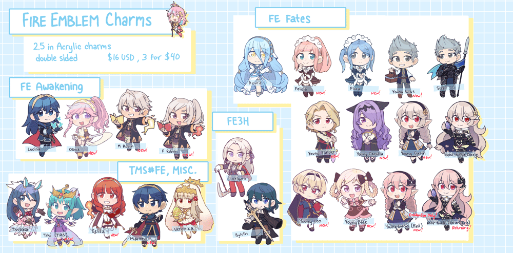 Image of Fire Emblem Acrylic Charms by Robin [PRE-ORDER]