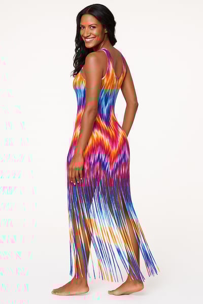 Image of Multi-Color Fringed Dress