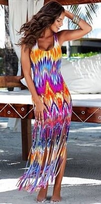 Image of Multi-Color Fringed Dress