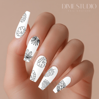 Image 1 of MONOLINE TROPICAL PALM LEAF NAIL DECALS 
