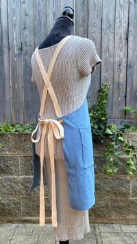 Image 3 of Adult utility cross-back canvas clip apron, blue
