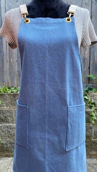 Image 1 of Adult utility cross-back canvas clip apron, blue