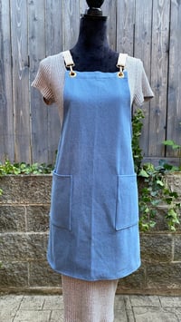 Image 2 of Adult utility cross-back canvas clip apron, blue