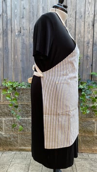 Image 4 of Adult utility cross-back canvas clip apron, tan, blue, or burgundy stripes