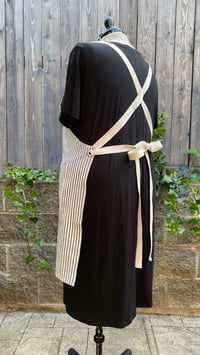 Image 5 of Adult utility cross-back canvas clip apron, tan, blue, or burgundy stripes