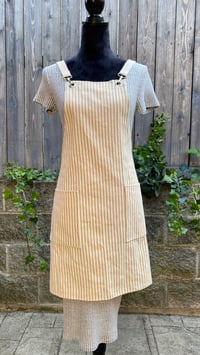 Image 2 of Adult utility cross-back canvas clip apron, tan, blue, or burgundy stripes