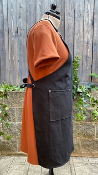 Image 3 of Adult denim cross-back utility apron with swivel snap clip straps, black