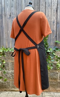 Image 4 of Adult denim cross-back utility apron with swivel snap clip straps, black