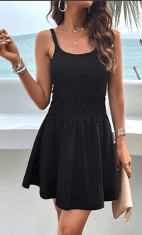 Image 1 of Black Casual Sleeveless Solid Color Sling Sports Dress