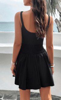 Image 2 of Black Casual Sleeveless Solid Color Sling Sports Dress