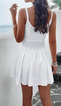 Image 2 of White  Casual Sleeveless Solid Color Sling Sports Dress