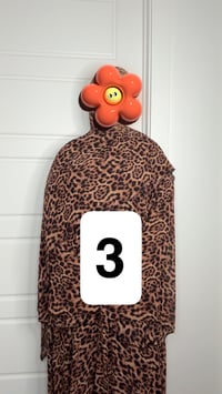 Image 4 of 3-Leopard Print Collection Open kimono  with buttons and Matching Hijab