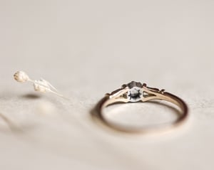 Image of 18ct gold and Platinum 'Fleur de Lys' rose-cut diamond ring (LON251)