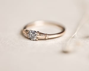 Image of 18ct gold and Platinum 'Fleur de Lys' rose-cut diamond ring (LON251)
