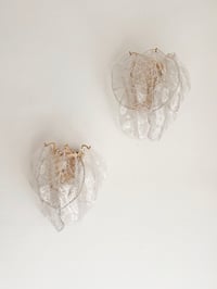 Image 1 of PAREJA DE APLIQUES DE HOJAS DE MURANO, AÑOS 70