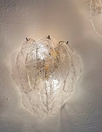 Image 3 of PAREJA DE APLIQUES DE HOJAS DE MURANO, AÑOS 70