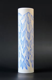 Parian Porcelain single Stem Vase - Blue Leaf Pattern