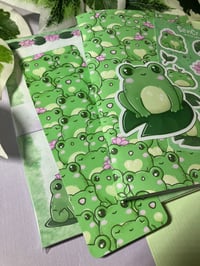 Image 2 of Cute Frog Stationery Bundle, A6 Memo Pad, A6 Notebook, Bookmark, Sticker Sheet, Frog Sticker