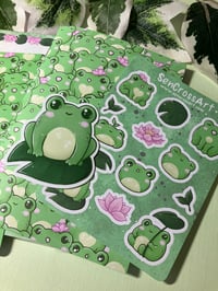 Image 3 of Cute Frog Stationery Bundle, A6 Memo Pad, A6 Notebook, Bookmark, Sticker Sheet, Frog Sticker