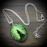 Image 3 of Wicked Witch in Green Forest Hand Painted Resin Pendant