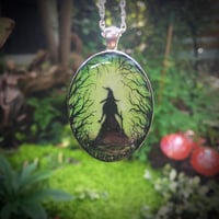 Image 4 of Wicked Witch in Green Forest Hand Painted Resin Pendant