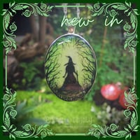 Image 1 of INTRODUCTORY OFFER - Wicked Witch in Green Forest Hand Painted Resin Pendant