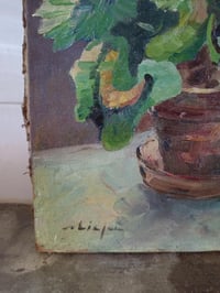 Image 3 of Ancienne peinture pot de géraniums 