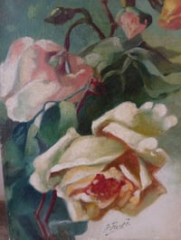 Image 2 of Petite peinture à l'huile ancienne, roses