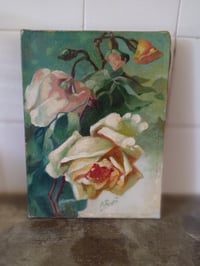 Image 4 of Petite peinture à l'huile ancienne, roses