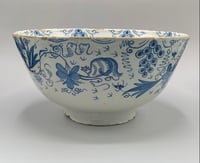 Image 1 of Eighteenth Century English Delft Punch Bowl ; Squirrel & Grape Vine Pattern, Bristol, 1740.
