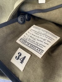Image 9 of PEAKY BLINDER TROUSER - Khaki Olive linen £265.00 only 34" available 