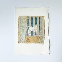 Image 3 of Artwork Wall art - ORIGINAL antique textile collage - folk art horse & flowers