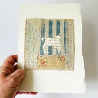 Image 5 of Artwork Wall art - ORIGINAL antique textile collage - folk art horse & flowers