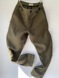 Image 12 of PEAKY BLINDER TROUSER - Khaki Olive linen £265.00 only 34" available 