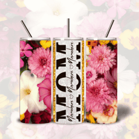 MOM TUMBLER - MONOGRAM - PINK FLOWERS W/ NAMES