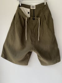 Image 2 of ORBAL WIDE SHORTS in Khaki Olive linen £185.00