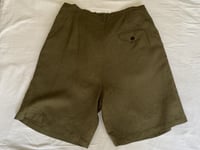 Image 8 of ORBAL WIDE SHORTS in Khaki Olive linen £185.00